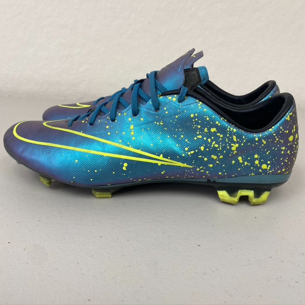 Nike Mercurial Veloce II FG 651618-440 Blue Yellow Soccer Cleats Men's Sz 9 RARE